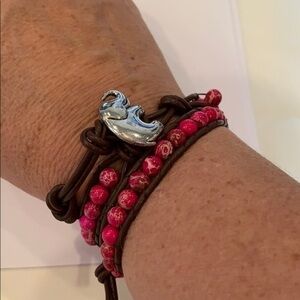 💐5/25 Pink stone wrap bracelet elephant closure